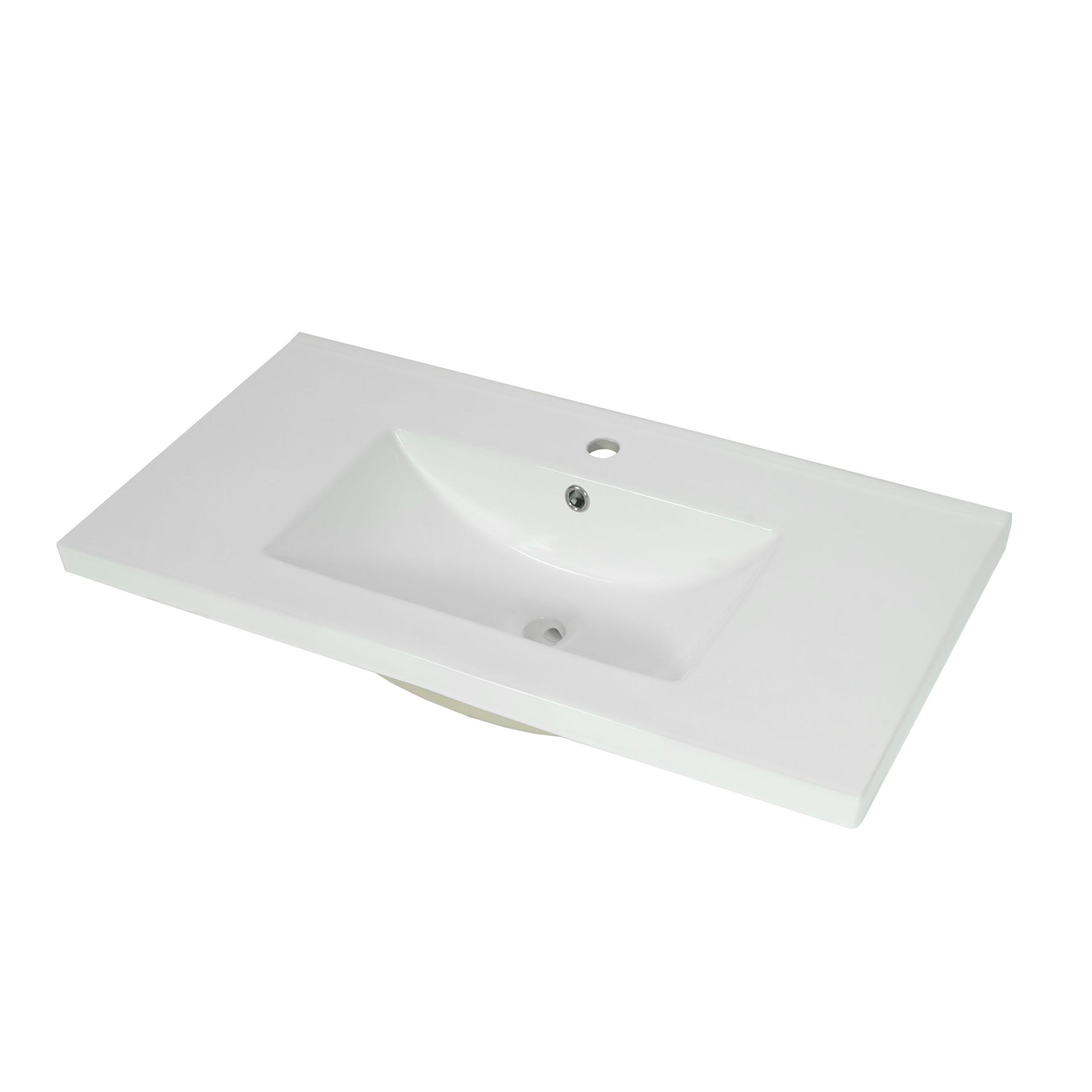 WASCHBECKEN eckig Weiß - Weiß, Keramik (81/17/47cm) - MCW