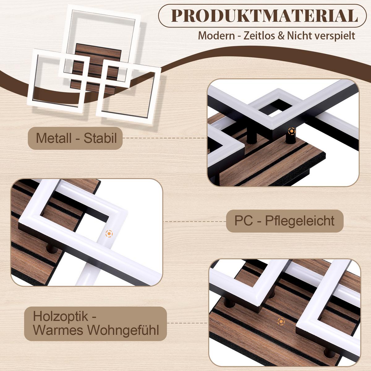 LED DECKENLEUCHTE Fixalin 31.5/38/8 cm - Schwarz, Kunststoff/Metall (31.5/38/8cm) - ZMH