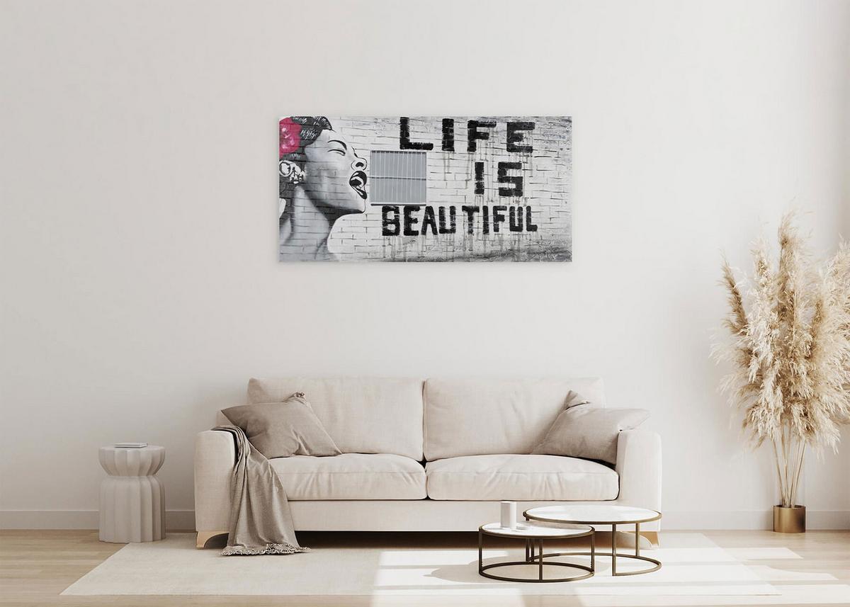 ACRYLBILD HANDGEMALT 120/60 cm - Pink, Holz/Textil (120/60cm) - KUNSTLOFT