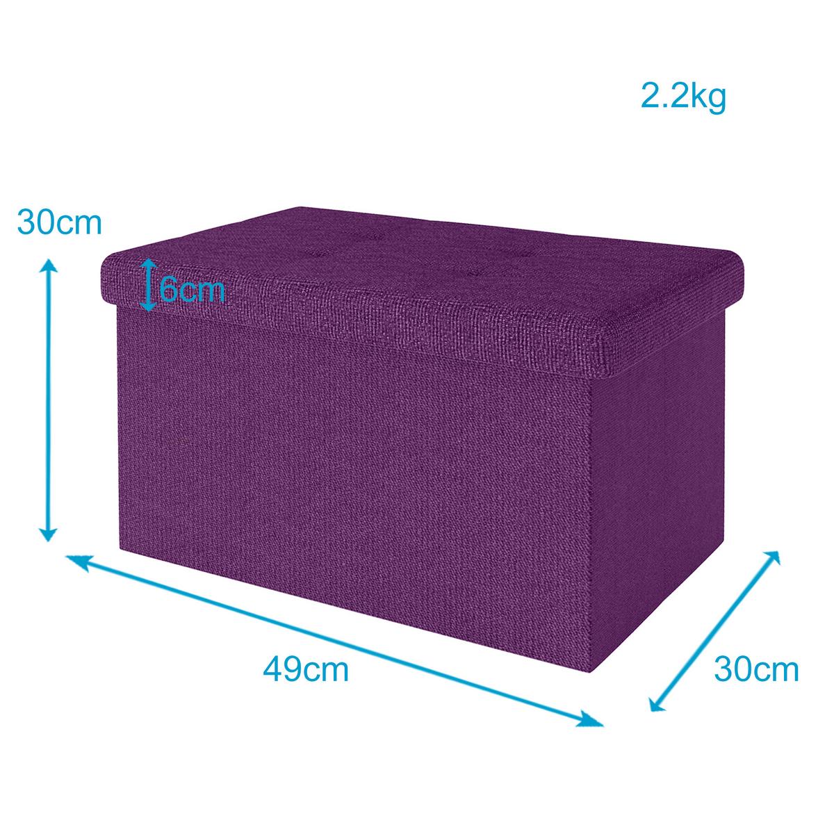 SITZBANK Faltbar mit Stauraum 49/30/30 cm (Lila) - Lila, Textil (30/30/49cm) - Intirilife