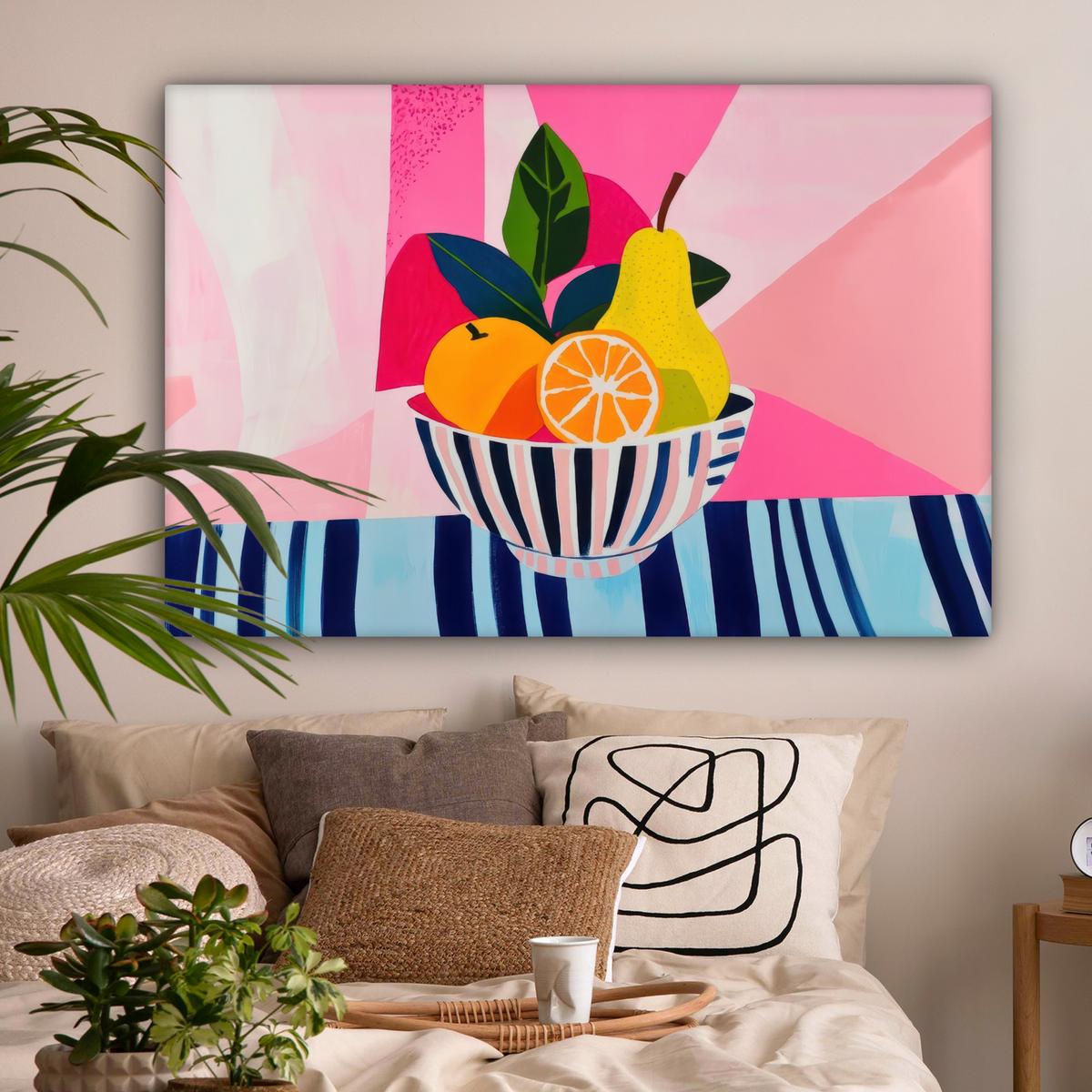 LEINWANDBILD Obst - Abstrakter Hintergrund - Rosa Wohnzimmer Groß 120x80 cm - Pink, Textil (120/80cm) - MuchoWow
