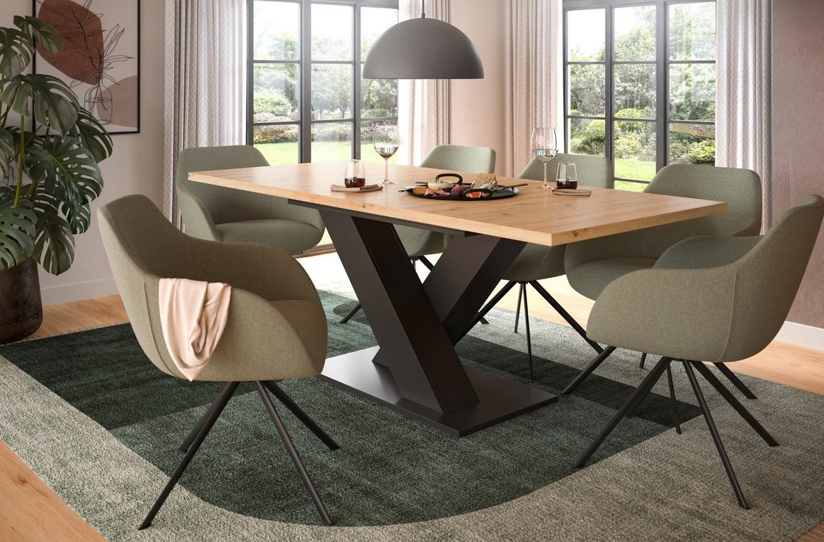 ESSTISCH Eiche, grau 150 - 190 cm, Küchentisch ausziehbar - Eiche Artisan/Grau, Holz/Holzwerkstoff (190/90/76cm) - Inn.Furn