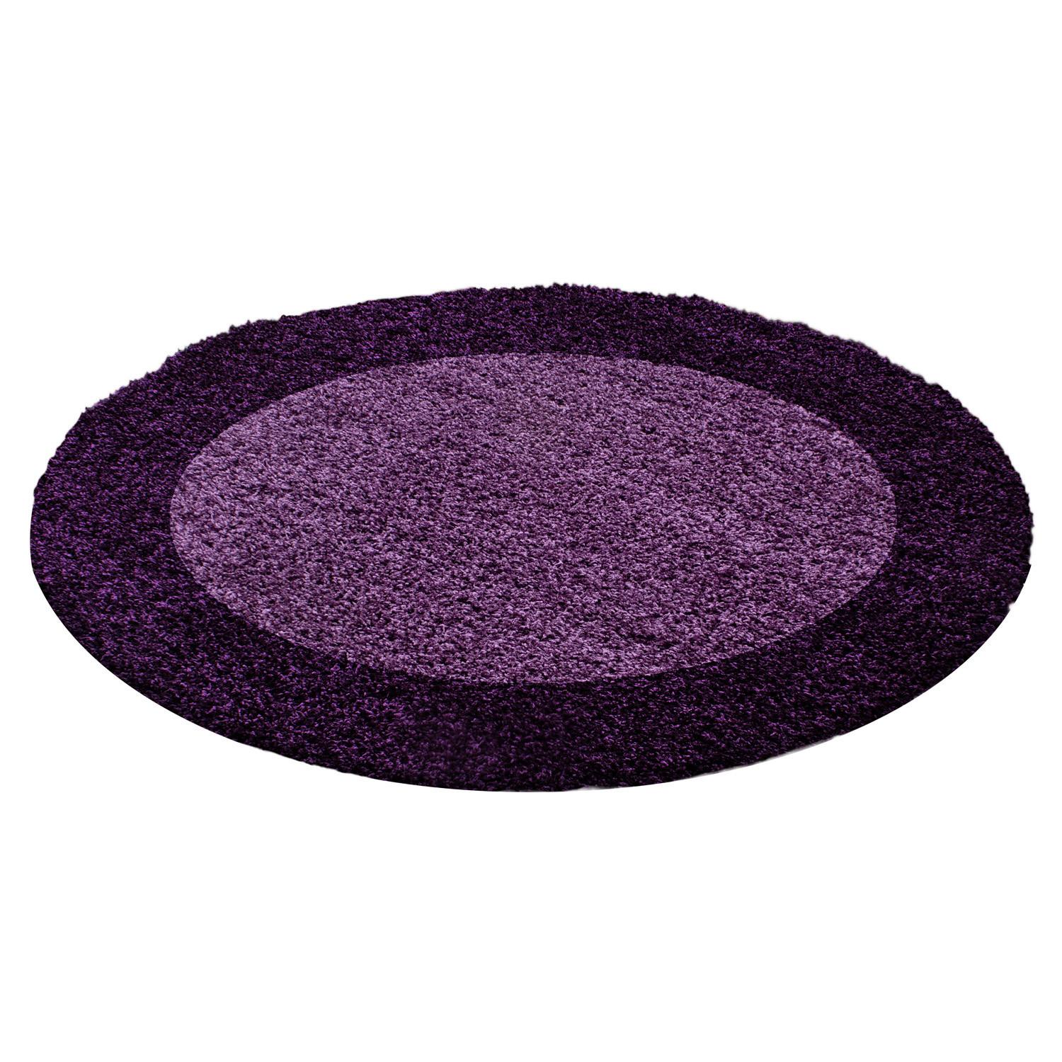 HOCHFLORTEPPICH RHEIN, mit Bordüre, Violett, Ø 200 cm - Lila, Textil (200/200cm) - KADIMA DESIGN