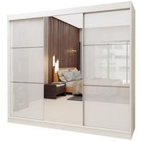 SCHWEBETÜRENSCHRANK VITALE 240/216/61 cm 3-türig mit Spiegel Weiß - Weiß, Holzwerkstoff (240/216/61cm) - MASSENO