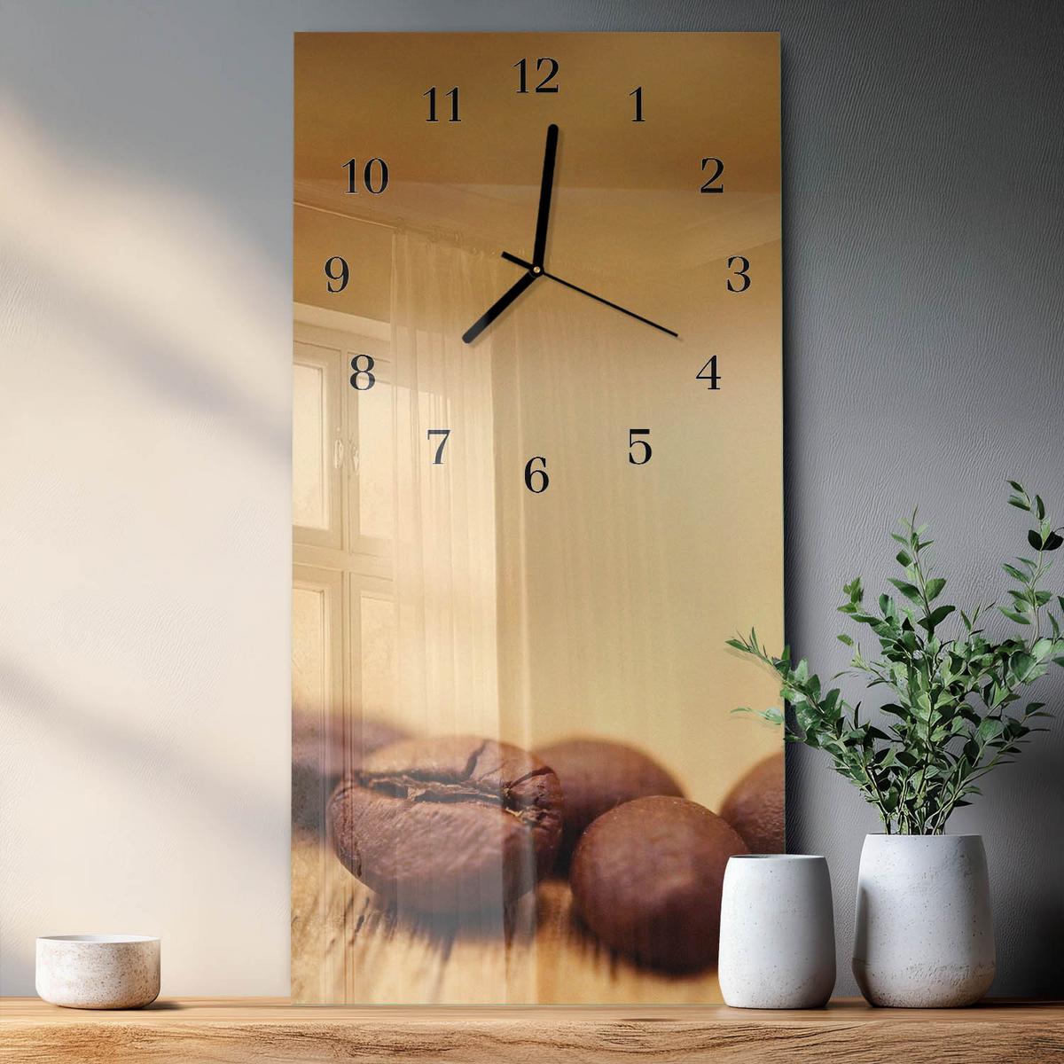 WANDUHR aus Glas 30x60 cm - Bohnen - Braun, Glas (30/60/0.4cm) - TULUP