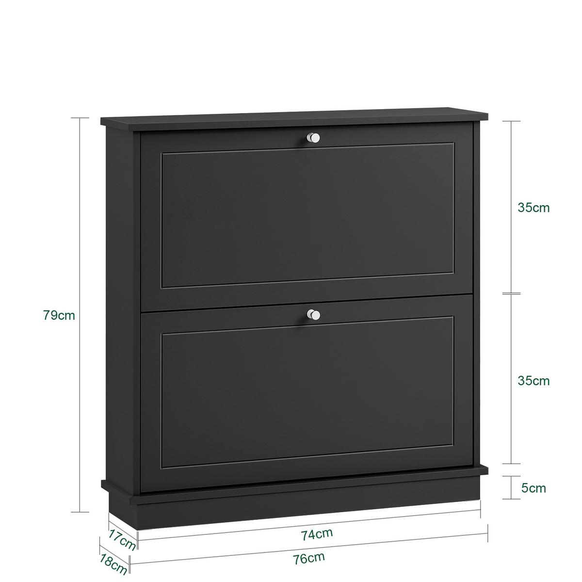 SCHUHSCHRANK Schwarz - Schwarz, Holzwerkstoff (76/79/18cm) - SoBuy