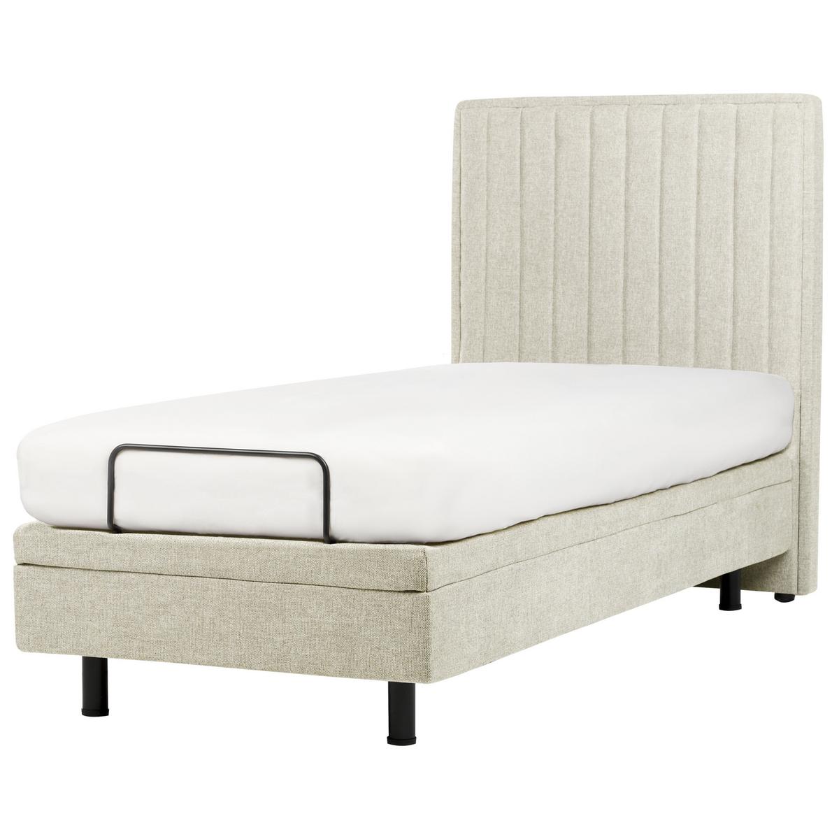 BETT verstellbar 90/200 cm Stoff Beige Castellan - Beige, Textil (90/200cm) - Beliani