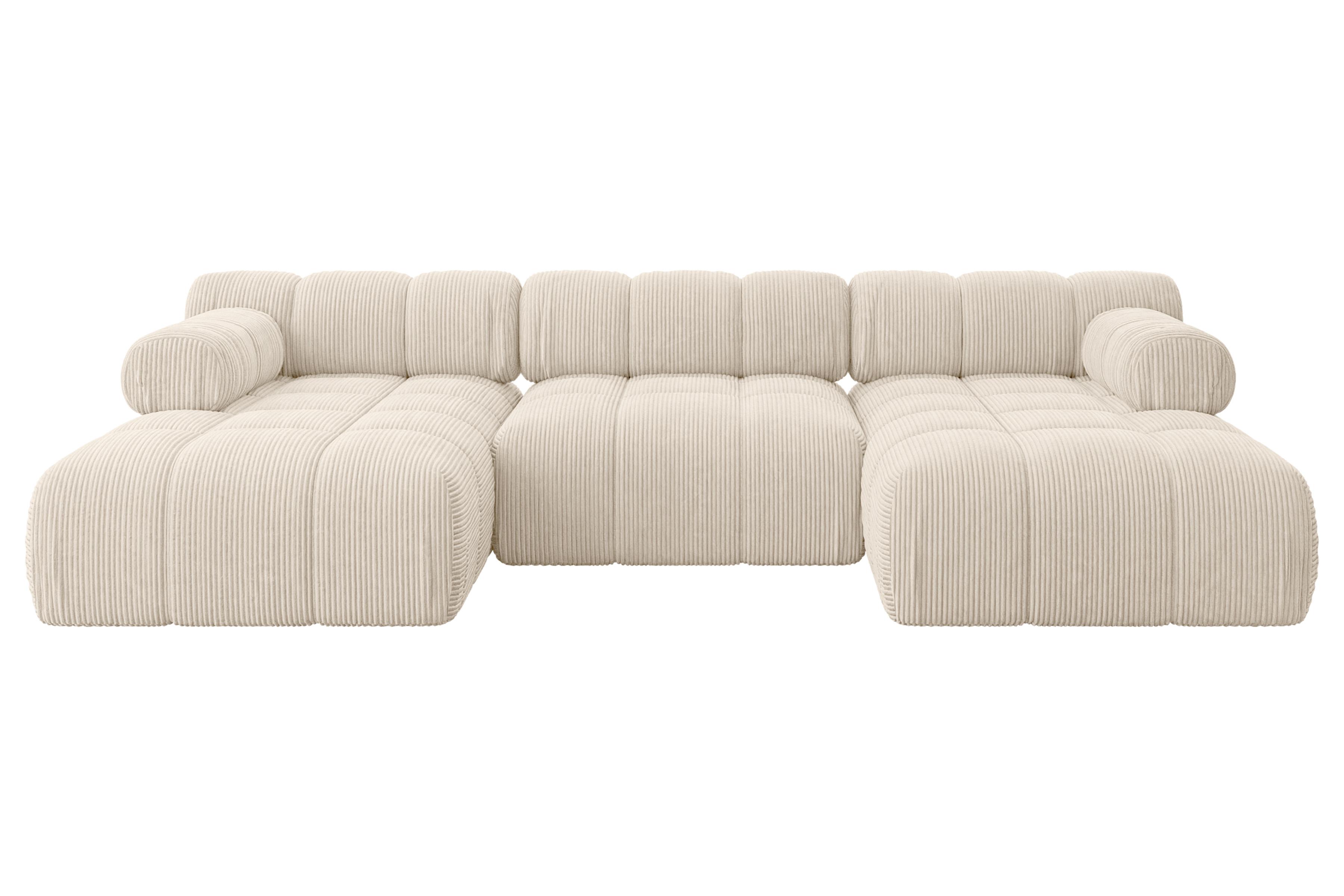 WOHNLANDSCHAFT modulares Sofa Tesso-U1 - 285x160x70 cm Beige Cord - Beige, Holzwerkstoff/Textil (285/70/160cm) - ALTDECOR