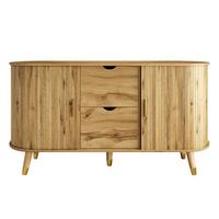 SIDEBOARD Naturholzoptik Abgerundet mit 2 Schiebetüren & 2 Schubladen - Naturfarben, Holzwerkstoff (140/79.5/40cm) - Urban Meuble