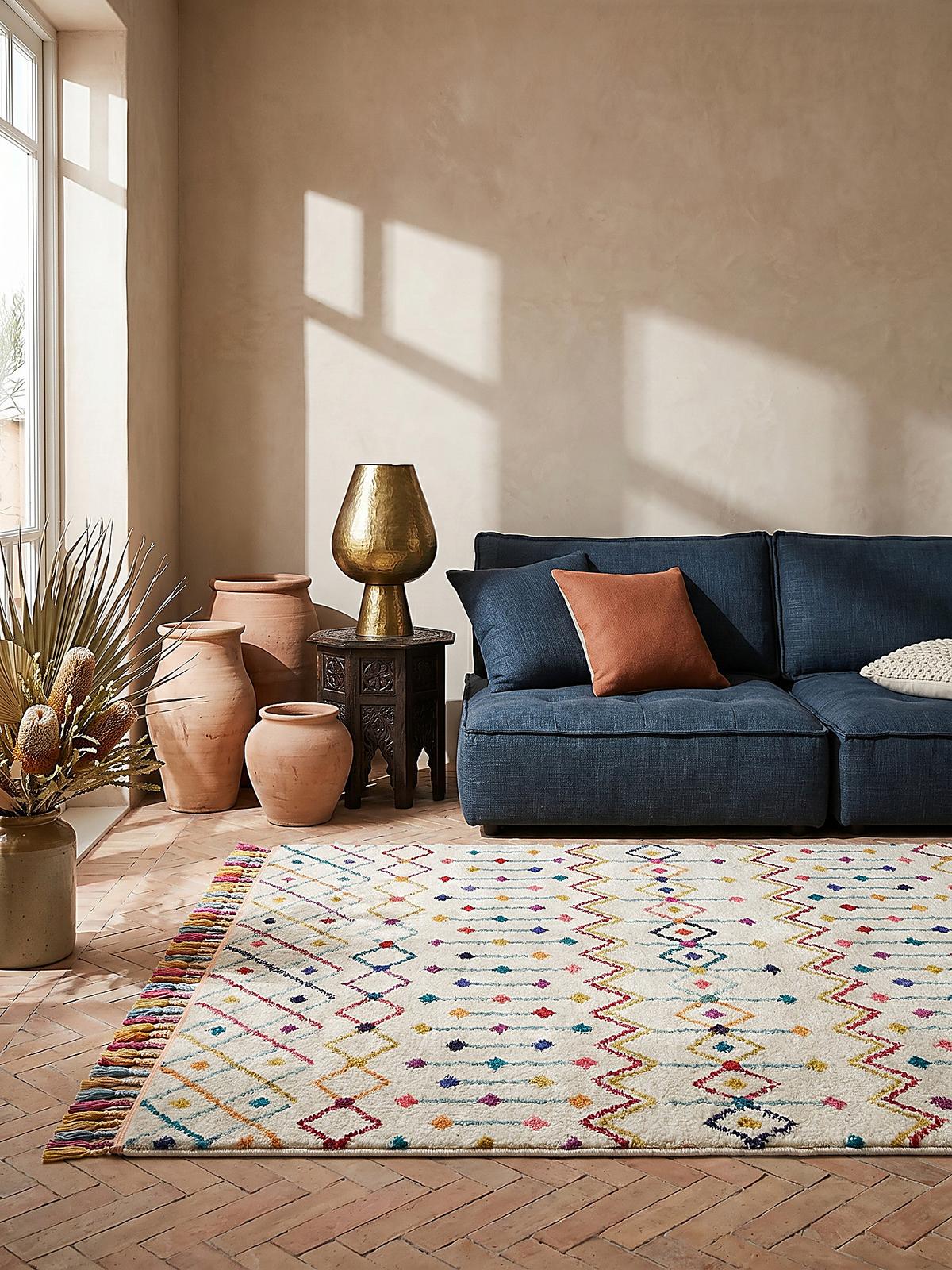 TEPPICH mit Fransen ARUN, geometrisch-abstrakt, Bunt, 200 x 290 cm - Multicolor, Textil (290/200cm) - KADIMA DESIGN