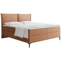 BOXBETT Calio Rise mit Bettkasten, Orange Chenille 160x200 cm – inkl. H4 Taschenfederkern Matratze & Foam Topper - Schwarz/Orange, Holz/Holzwerkstoff (160/200cm) - WFL GROUP