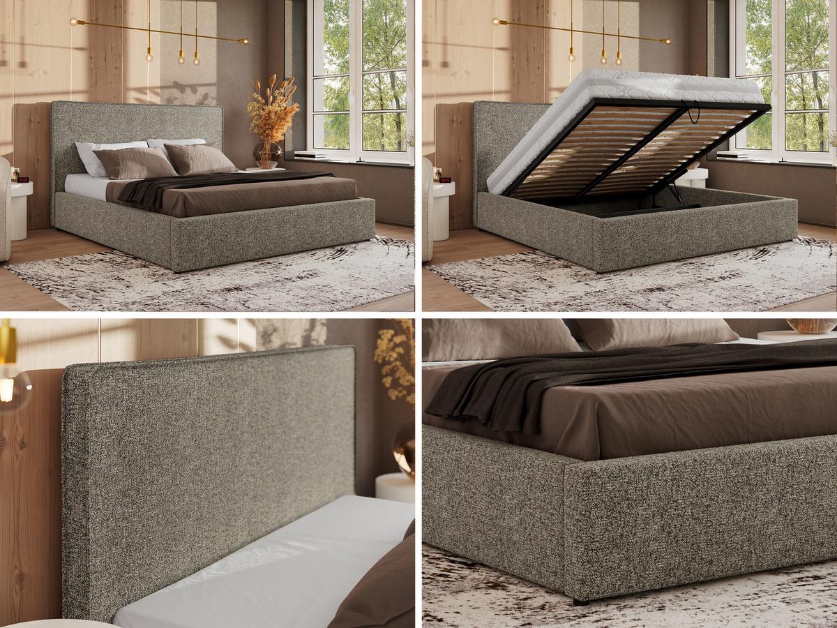 POLSTERBETT CORIVO CLASSIC 200/200 - Grau Strukture - Multipocket-Matratze - Grau, Textil (200/200cm) - MKS