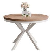 AUSZIEHTISCH MILTON 90-166/76 cm mit Metallgestell und Zarge, Weiß / Lefkas-Eiche - Eiche San Remo/Weiß, Holzwerkstoff/Metall (90/90/76cm) - Idohome