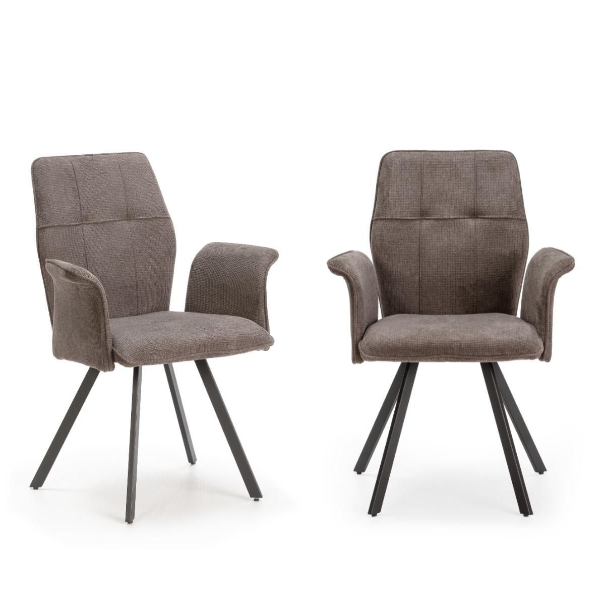 SESSEL (Set aus 2) aus stoff mit schwarzen metallbeinen - mery 62/60/47 cm - Dunkelgrau, Textil (60/47/62cm) - Calicosy