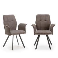 SESSEL (Set aus 2) aus stoff mit schwarzen metallbeinen - mery 62/60/47 cm - Dunkelgrau, Textil (60/47/62cm) - Calicosy