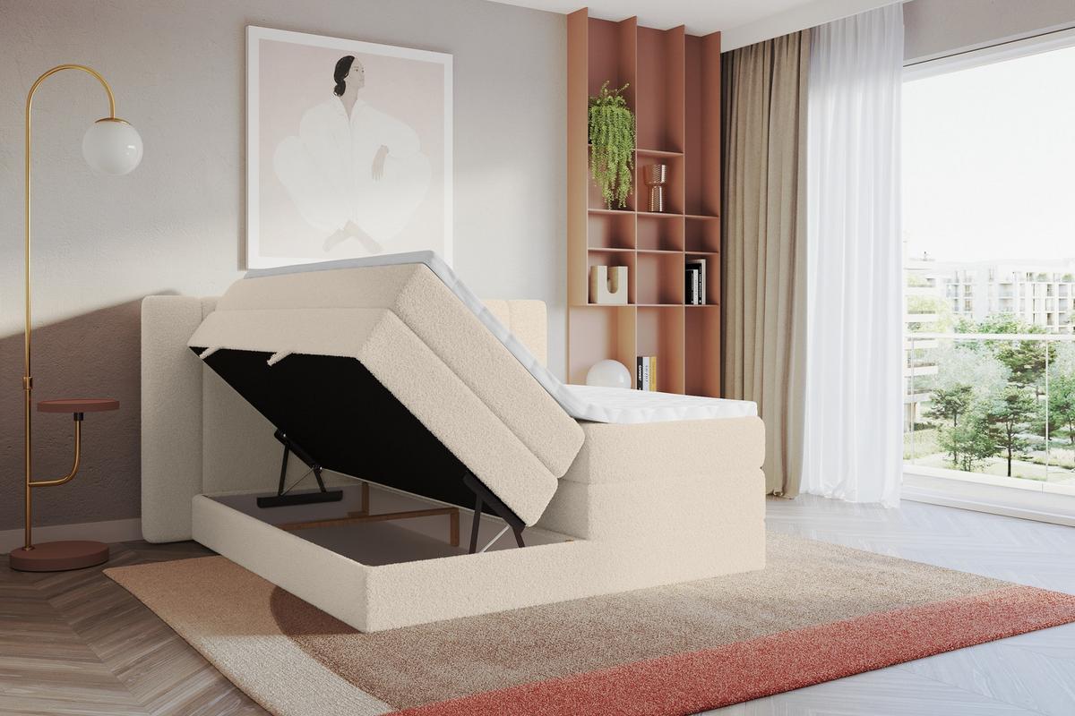 BOXSPRINGBETT mit Matratze H3/H4 - EVON KING - 180x200 cm Dunkelbeige - Cappuccino, Holzwerkstoff (180/200cm) - ALTDECOR