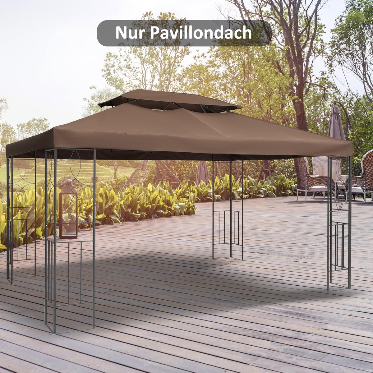 PAVILLONDACH, Polyester, Kaffee - Braun, Kunststoff (300/20/400cm) - Outsunny