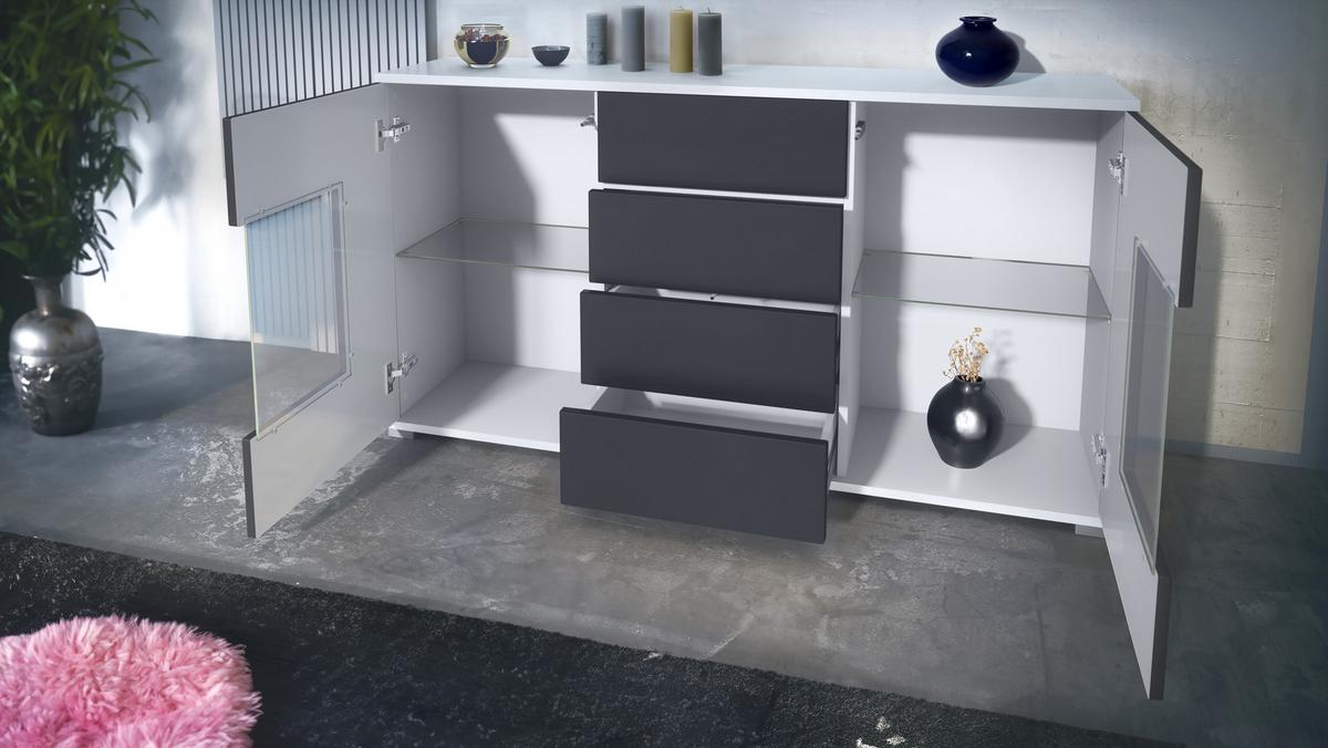 SIDEBOARD Grömitz Weiß Hochglanz - Weiß Hochglanz, Holzwerkstoff (138.5/75.5/35cm) - Vladon