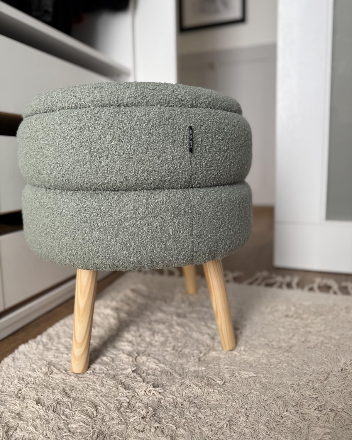 HOCKER Grün Okaton - Braun/Grün, Textil (44/48/44cm) - Beliani