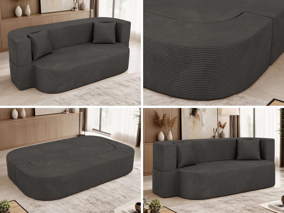 3-SITZER SOFA OVELA Dunkelgrau Cord - Dunkelgrau, Textil (200/70/100cm) - MKS