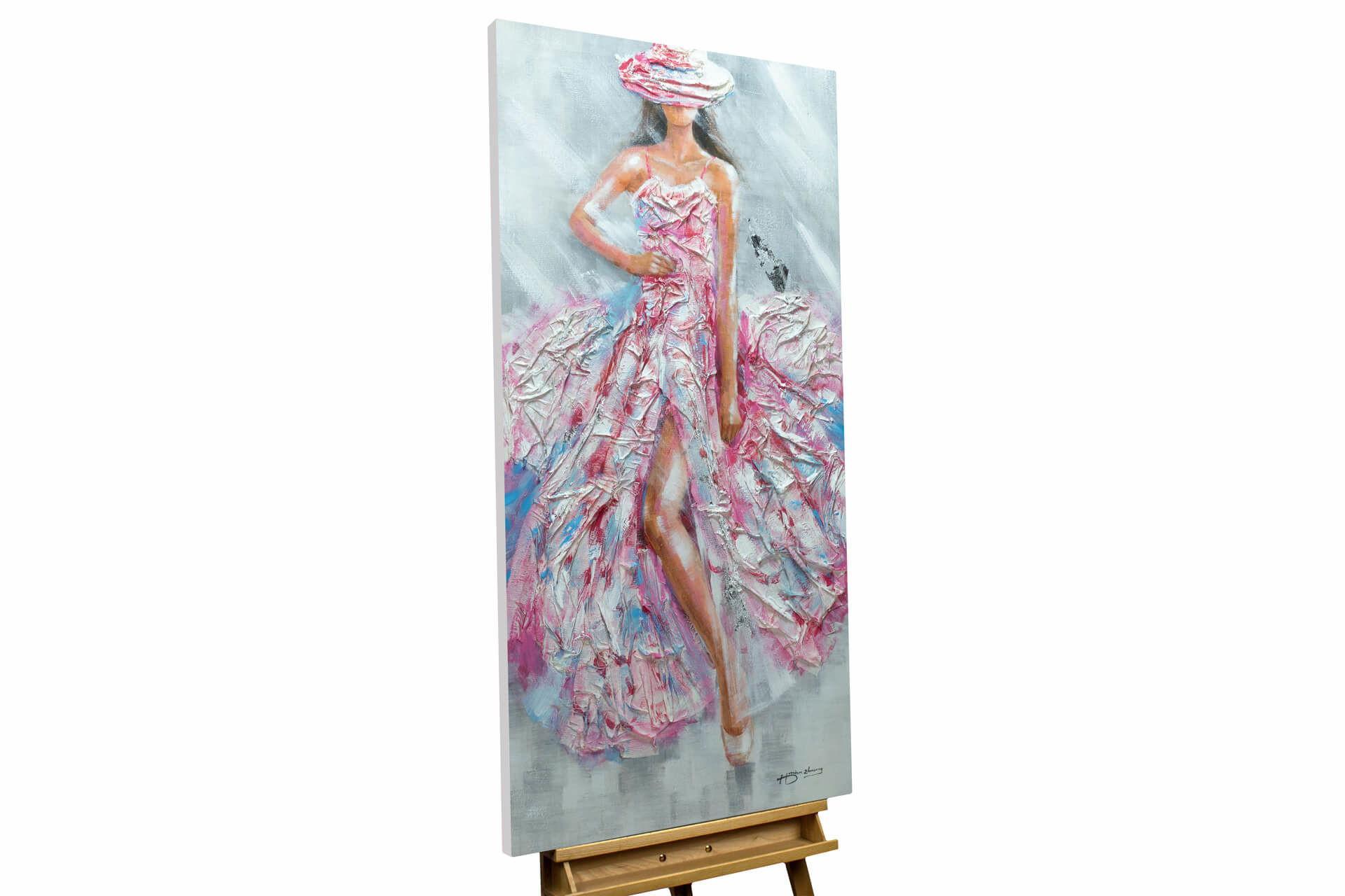ACRYLBILD HANDGEMALT 60/120 cm - Pink/Weiß, Holz/Textil (60/120cm) - KUNSTLOFT