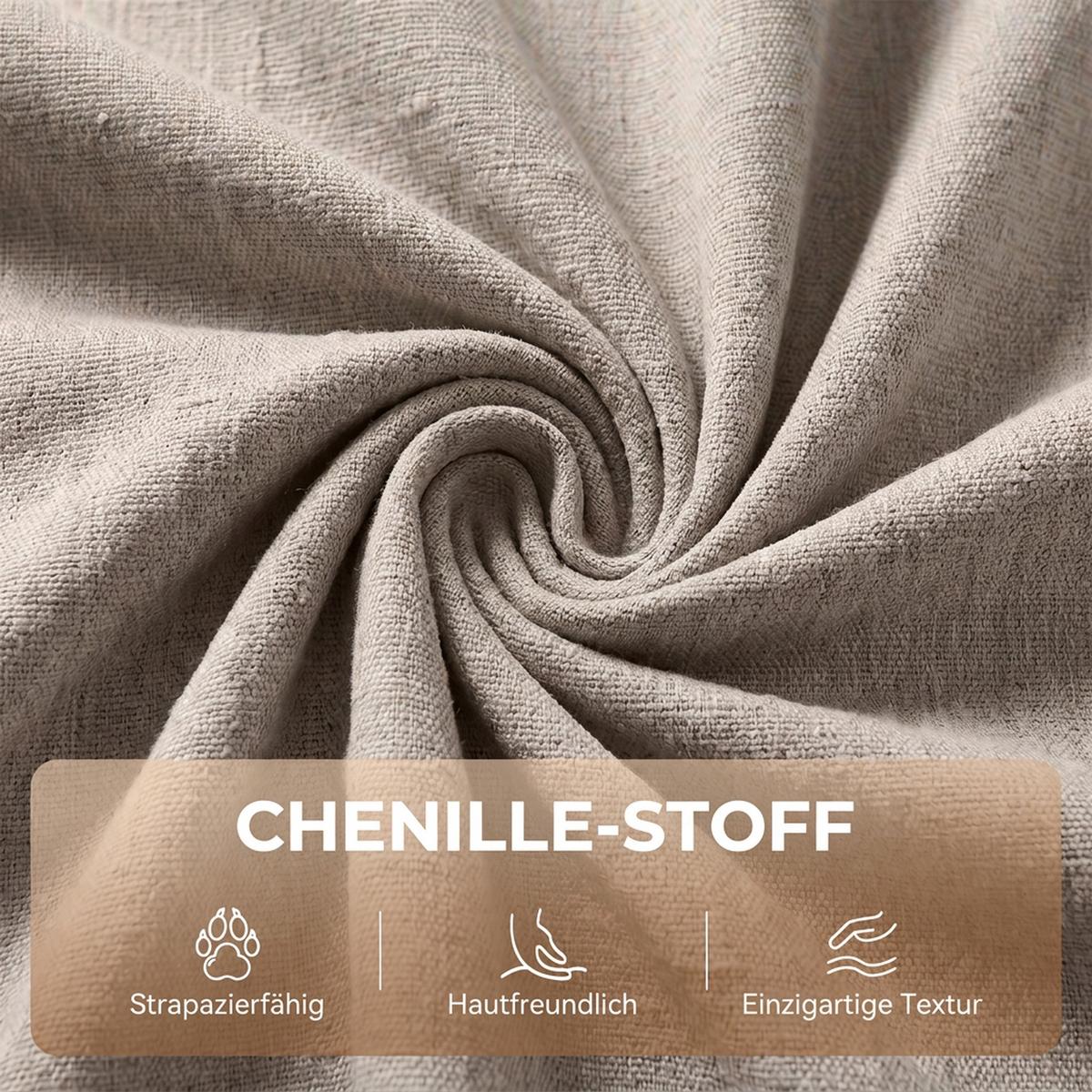 RELAXSESSEL Chenille Beige - Beige/Schwarz, Holzwerkstoff/Textil (97/104/97cm) - HOMCOM