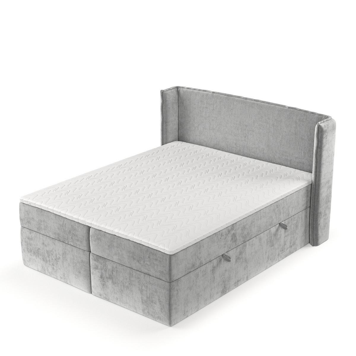 BOXBETT Viva 140/200 cm Hellgrau im Lotta Stoff - Hellgrau/Schwarz, Holz/Holzwerkstoff (140/200cm) - AltaBeds