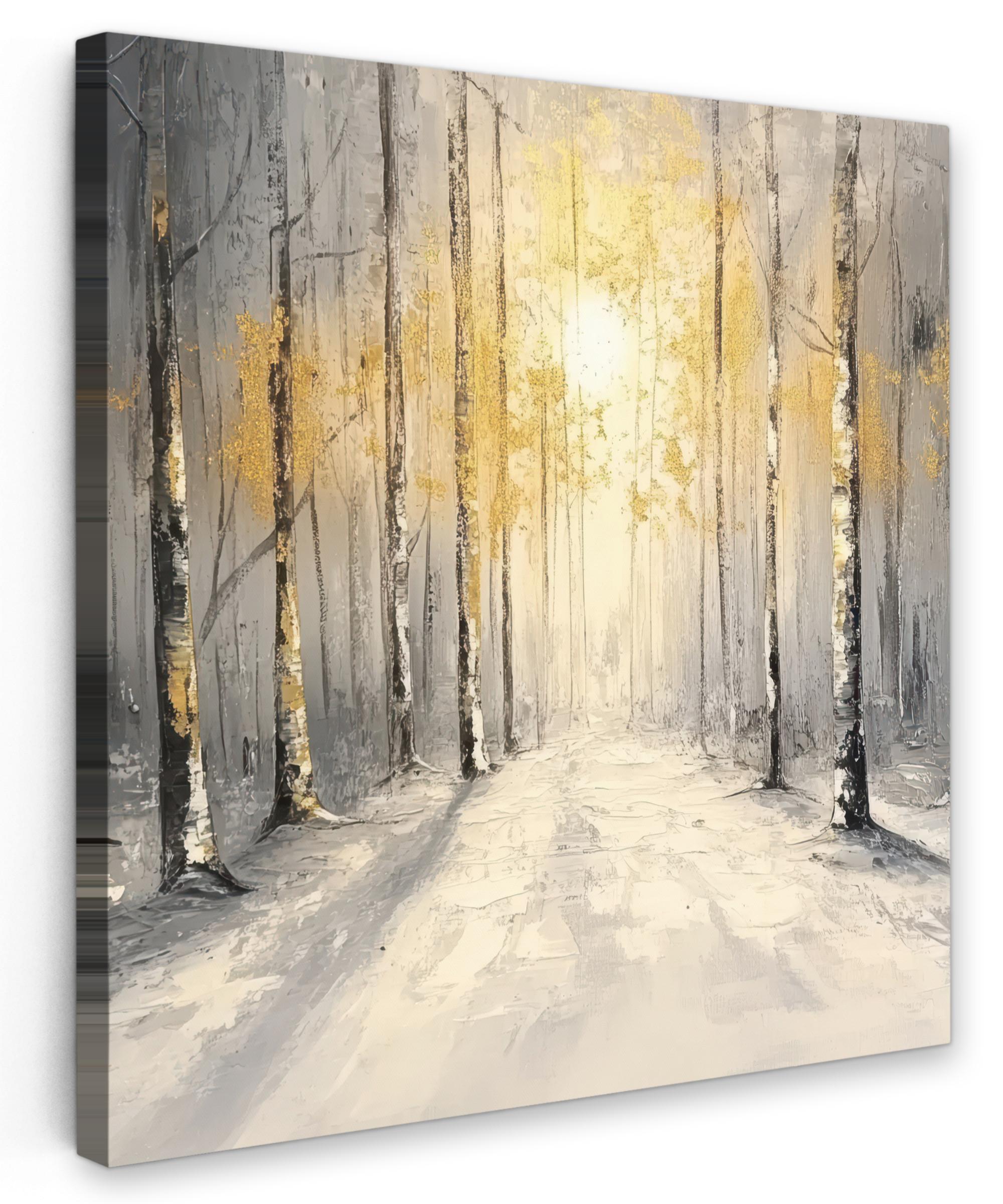 LEINWANDBILD Winter - Abstrakt - Schnee - Natur - Sonne Wandbild Wohnzimmer 50x50 cm - Grau, Textil (50/50cm) - MuchoWow