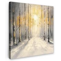 LEINWANDBILD Winter - Abstrakt - Schnee - Natur - Sonne Deko Groß 90x90 cm - Grau, Textil (90/90cm) - MuchoWow