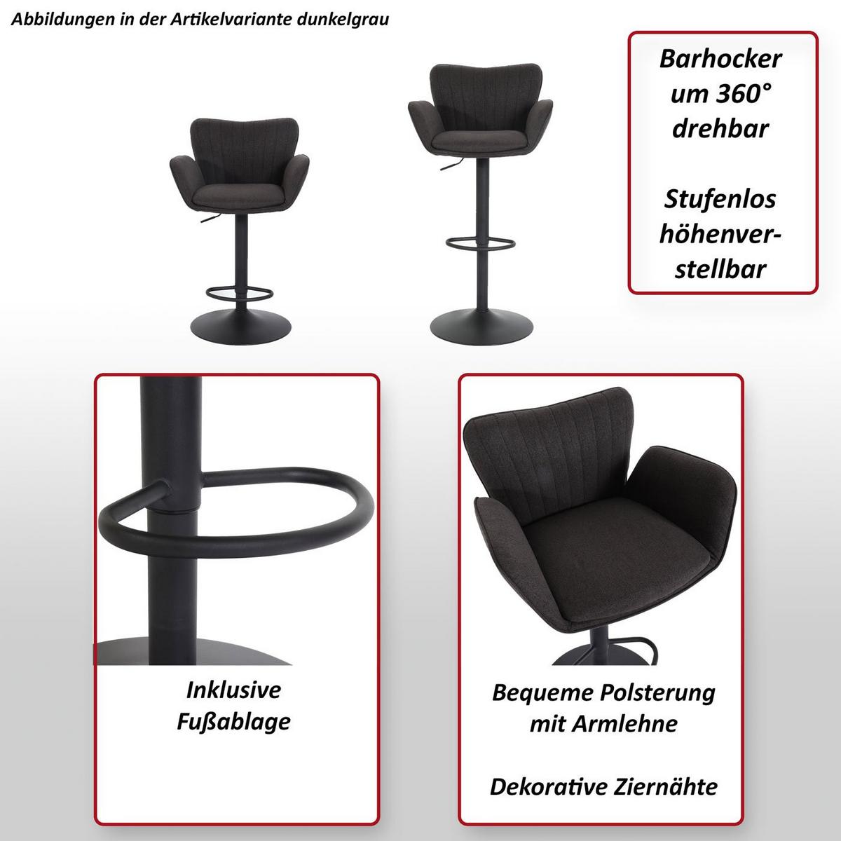 BARHOCKER Hellgrau - Hellgrau, Textil (50/110/45cm) - MCW