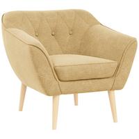 SESSEL Pirs 1 Sitzer Strukture Gelb - Gelb/Braun, Holz/Textil (80/75/74cm) - MKS