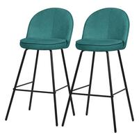 BARHOCKER 2er Set Petrol mit Stoffbezug - Petrol/Schwarz, Textil/Metall (52/102/50cm) - ML-DESIGN