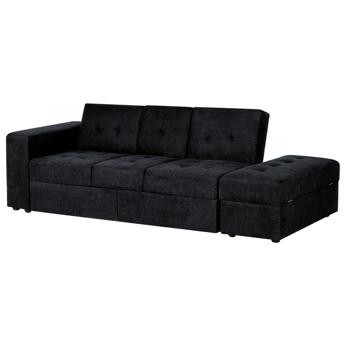 3-SITZER-SCHLAFSOFA Polsterbezug Schwarz Falster - Schwarz, Textil (210/75/94cm) - Beliani