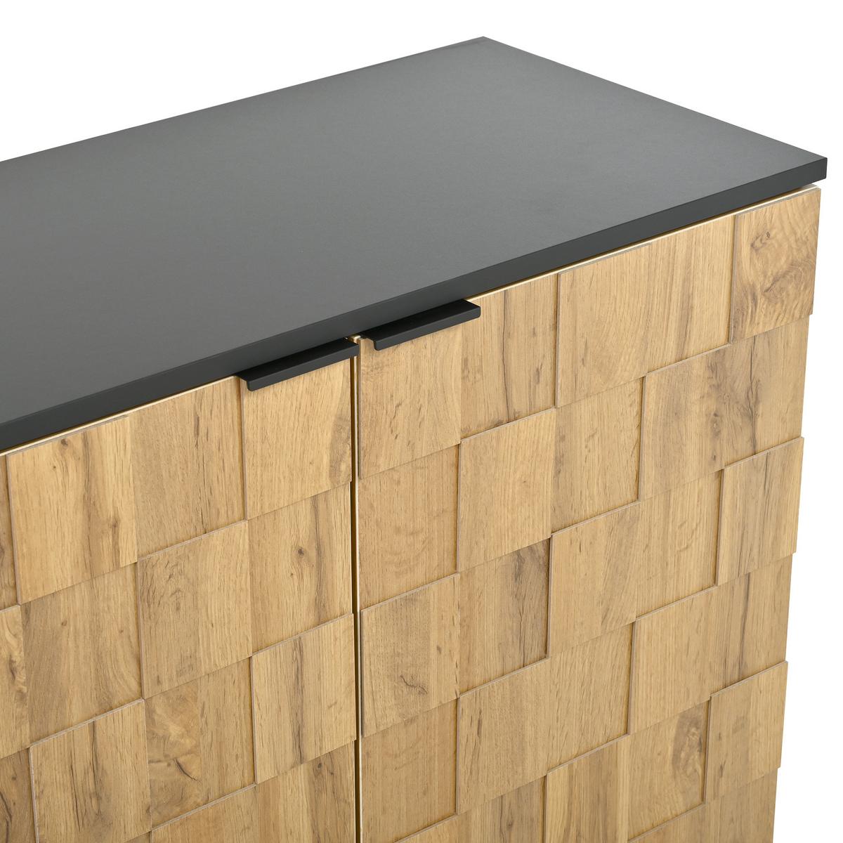 SCHUHSCHRANK holzoptik & mosaik-design mit 2 türen & verstellbaren fächern - Naturfarben, Holzwerkstoff (80/91.5/35cm) - Urban Meuble