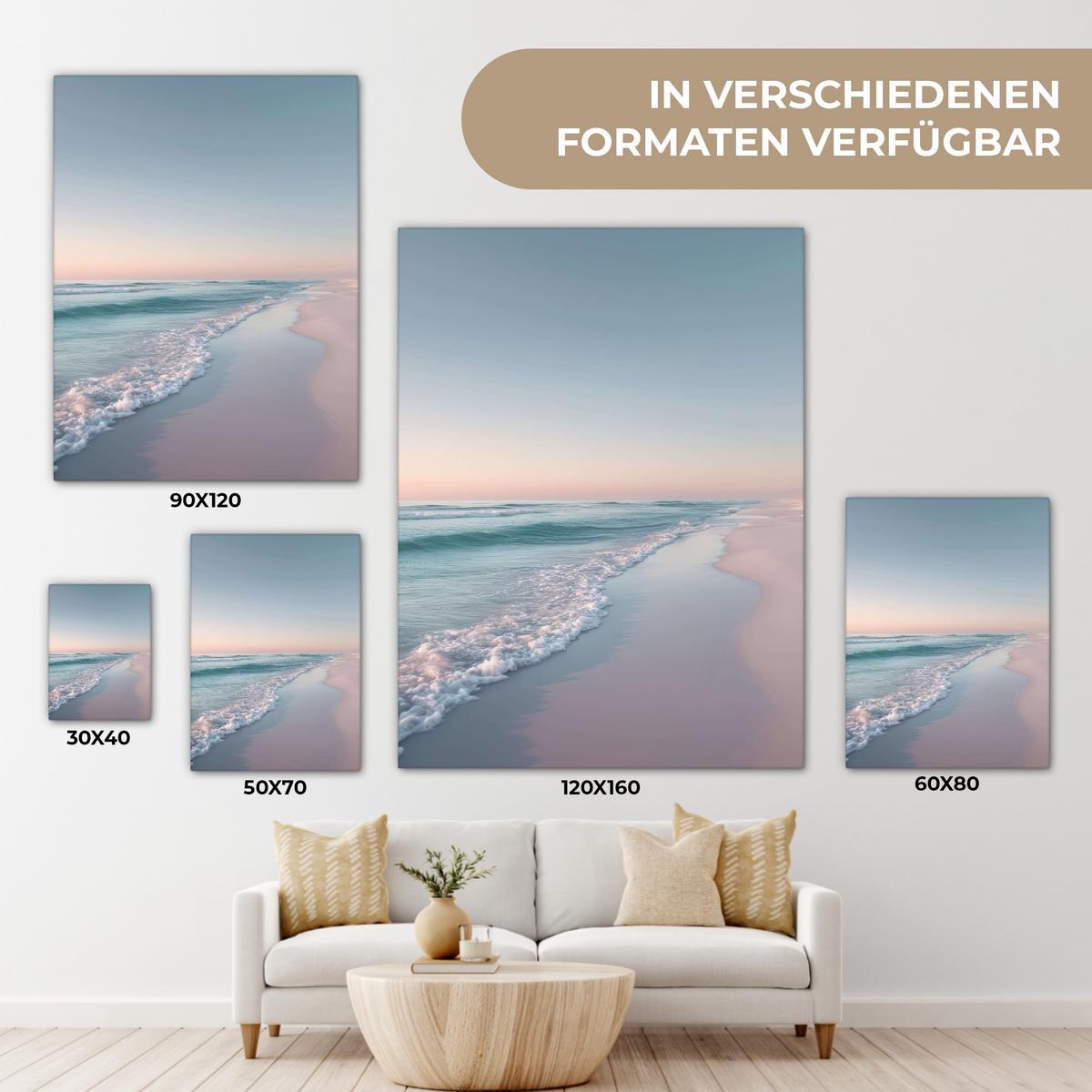 LEINWANDBILD Küstenlinie - Pastell - Wasser Room Decor 30x40 cm - Pastellblau, Textil (30/40cm) - MuchoWow