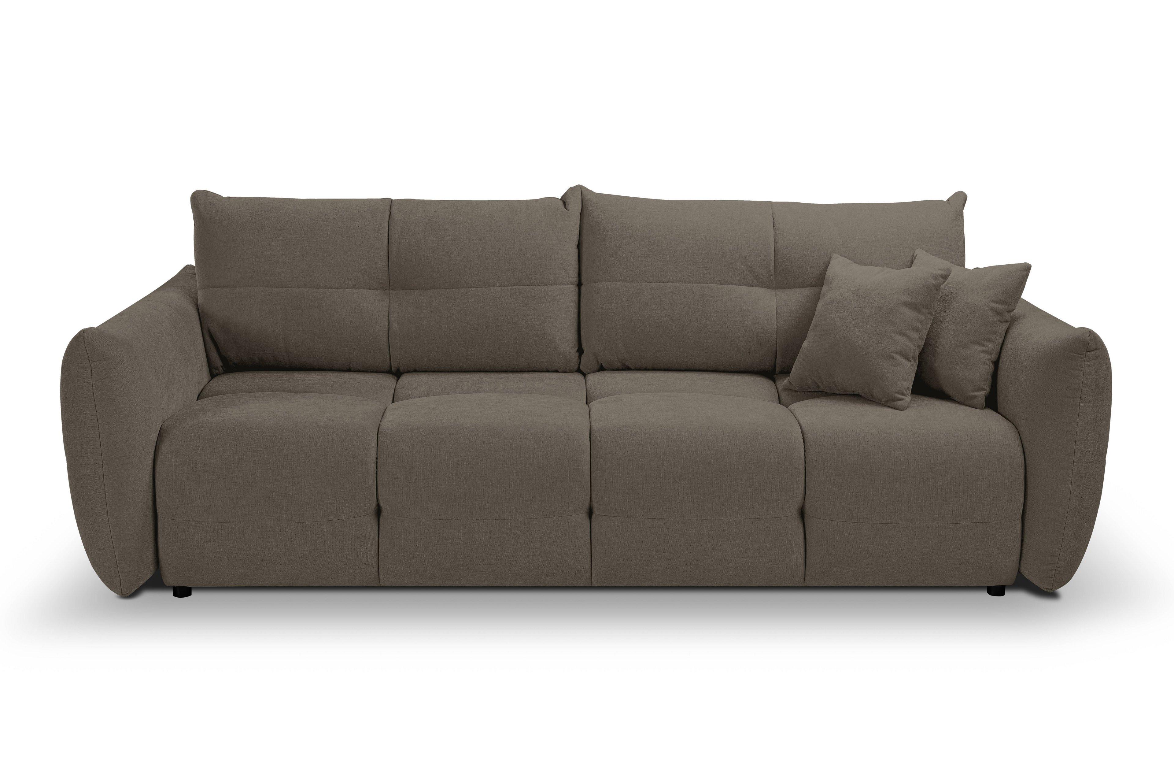 BETTSOFA MODA Braun Chenille-Stoff mit Schlaffunktion - Braun, Holz (245/86/110cm) - MASSENO