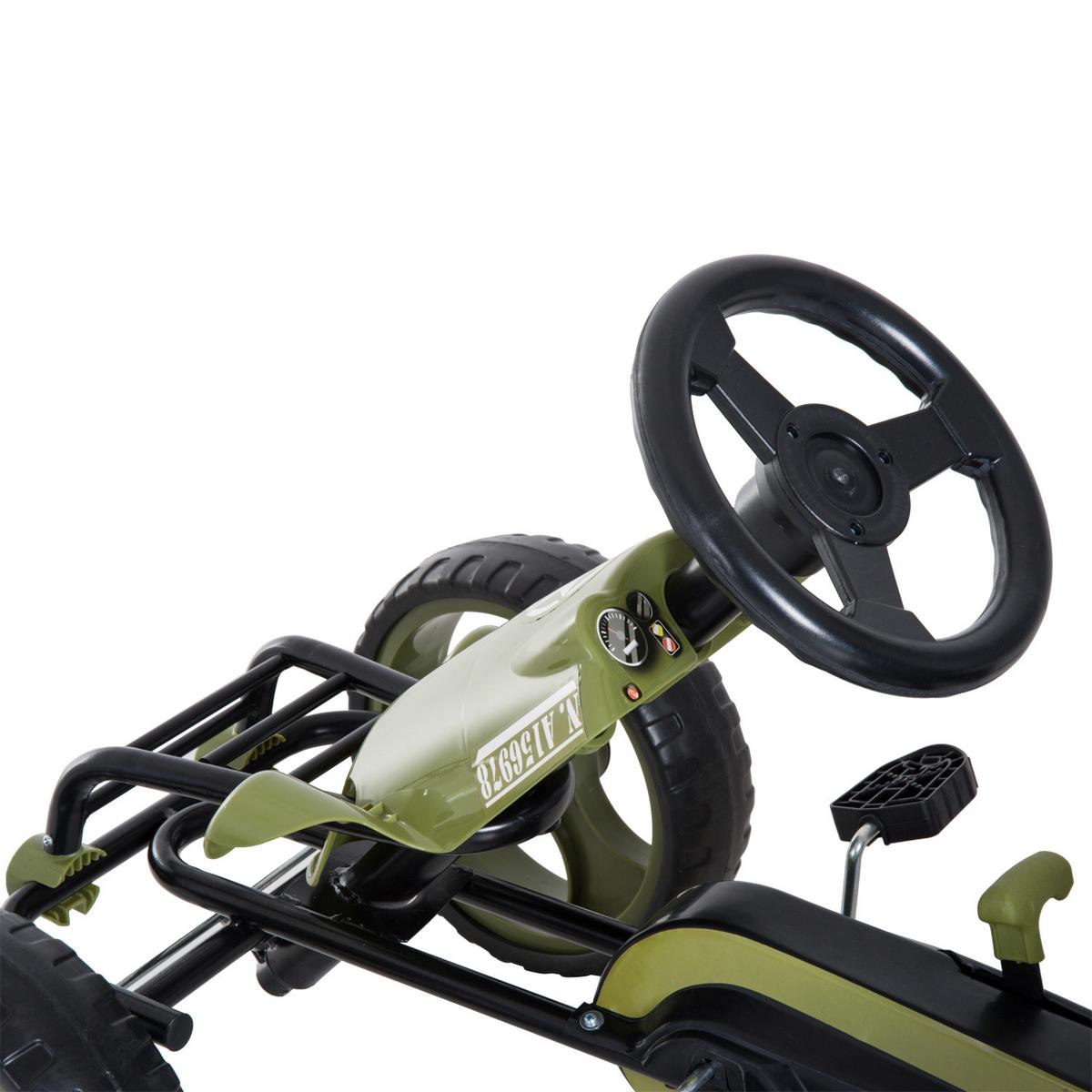 GO Kart Kettcar mit Handbremse Kinder Tretauto Tretfahrzeug ab 3 Jahre Grün - Grün, Metall (105/54/61cm) - HOMCOM