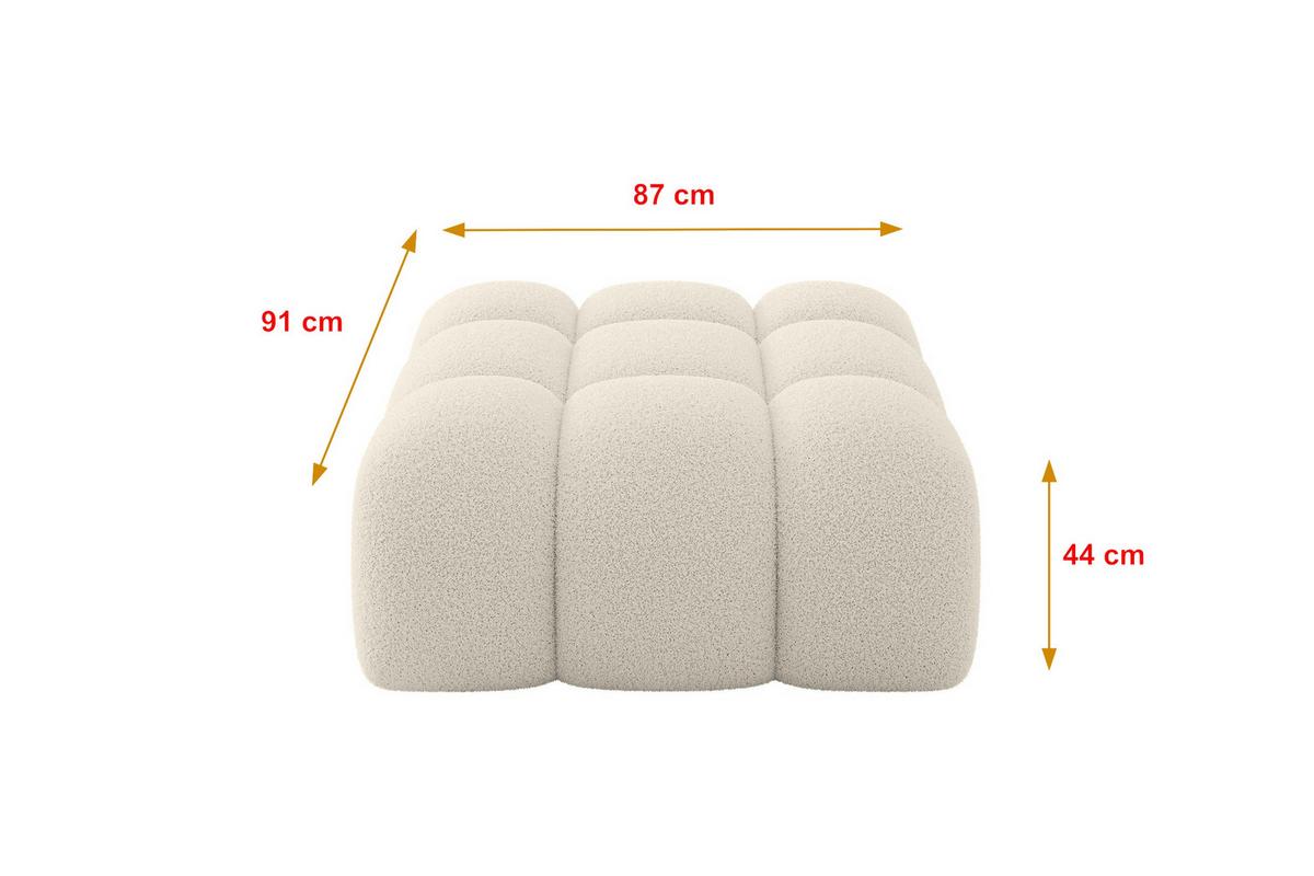 POUF OLEA-PUF 91x87x44 cm Beige Bouclé Modular Sitzhocker - Sandfarben/Beige, Holzwerkstoff/Kunststoff (91/44/87cm) - ALTDECOR