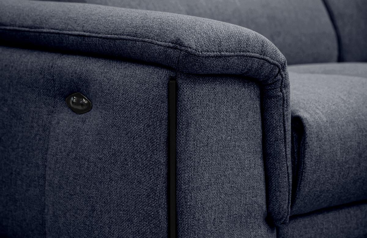 RELAXSOFA MATERA 3-Sitzer mit 2 Relaxfunktionen, dunkelblau - Schwarz/Dunkelblau, Holzwerkstoff/Textil (212/82/103cm) - Wozimo