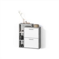 SCHUHKIPPER Ortello Weiß/Beton 24.5 x 90 cm - Weiß/Grau, Holzwerkstoff (24.5/90/80cm) - Livinity®