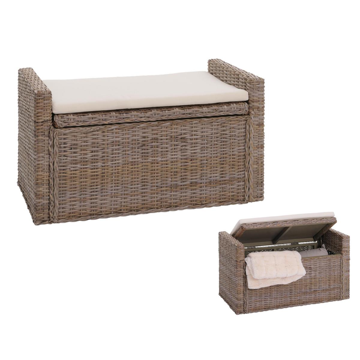 SITZBANK STAUFACH Grau, Braun - Creme/Braun, Holz (88/51/44cm) - MCW