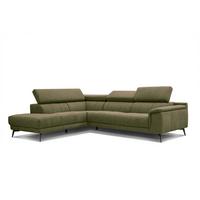 ECKSOFA FIERO 5-Sitzer, olivgrün - Schwarz/Olivgrün, Holzwerkstoff/Textil (158/269cm) - Wozimo
