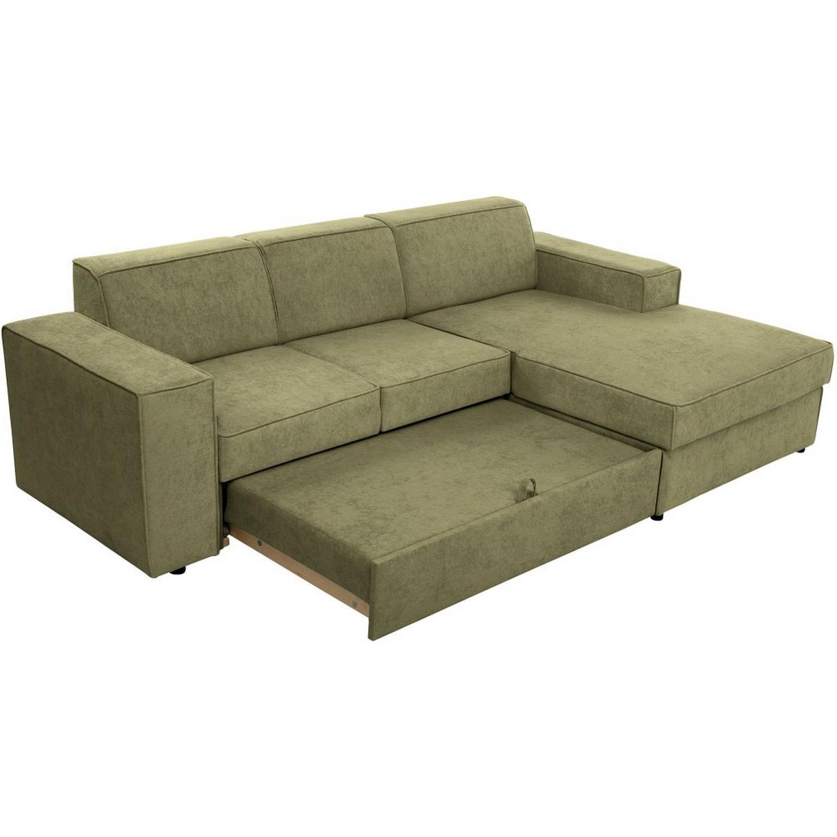 ECKSCHLAFSOFA mit Schlaffunktion Pedro L hellgrün rechts - Schwarz/Hellgrün, Kunststoff/Textil (267/160cm) - Beautysofa