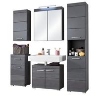 BADMÖBEL-SET grau Hochglanz 6-teilig 163 x 190 cm, Komplett-Set inklusive Beleuchtung - Grau, Glas/Holzwerkstoff (163/190/34cm) - Top.Furn