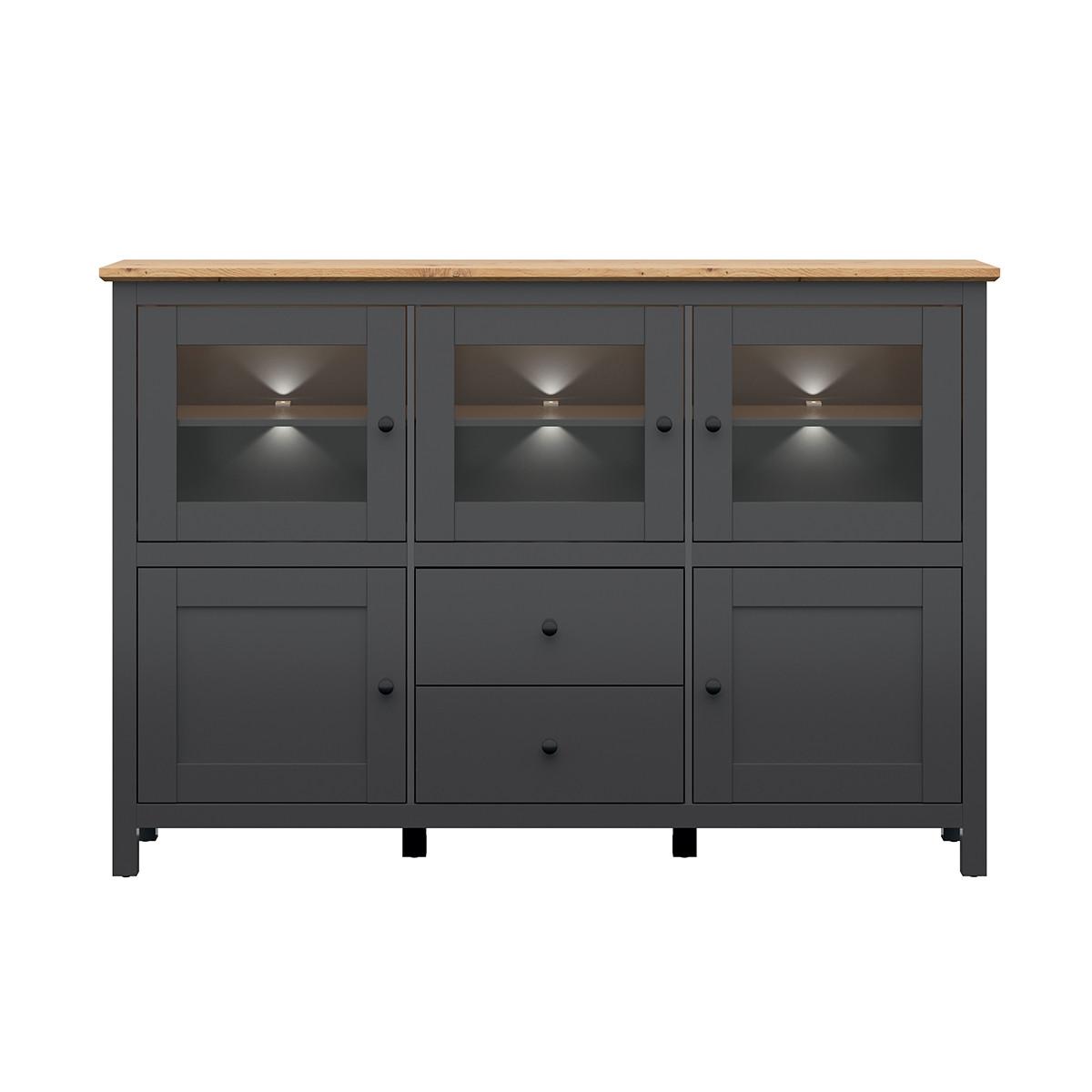 SIDEBOARD Duck Anthrazitgrau und Holz - Grau, Holzwerkstoff (186/126/44cm) - Petits-meubles