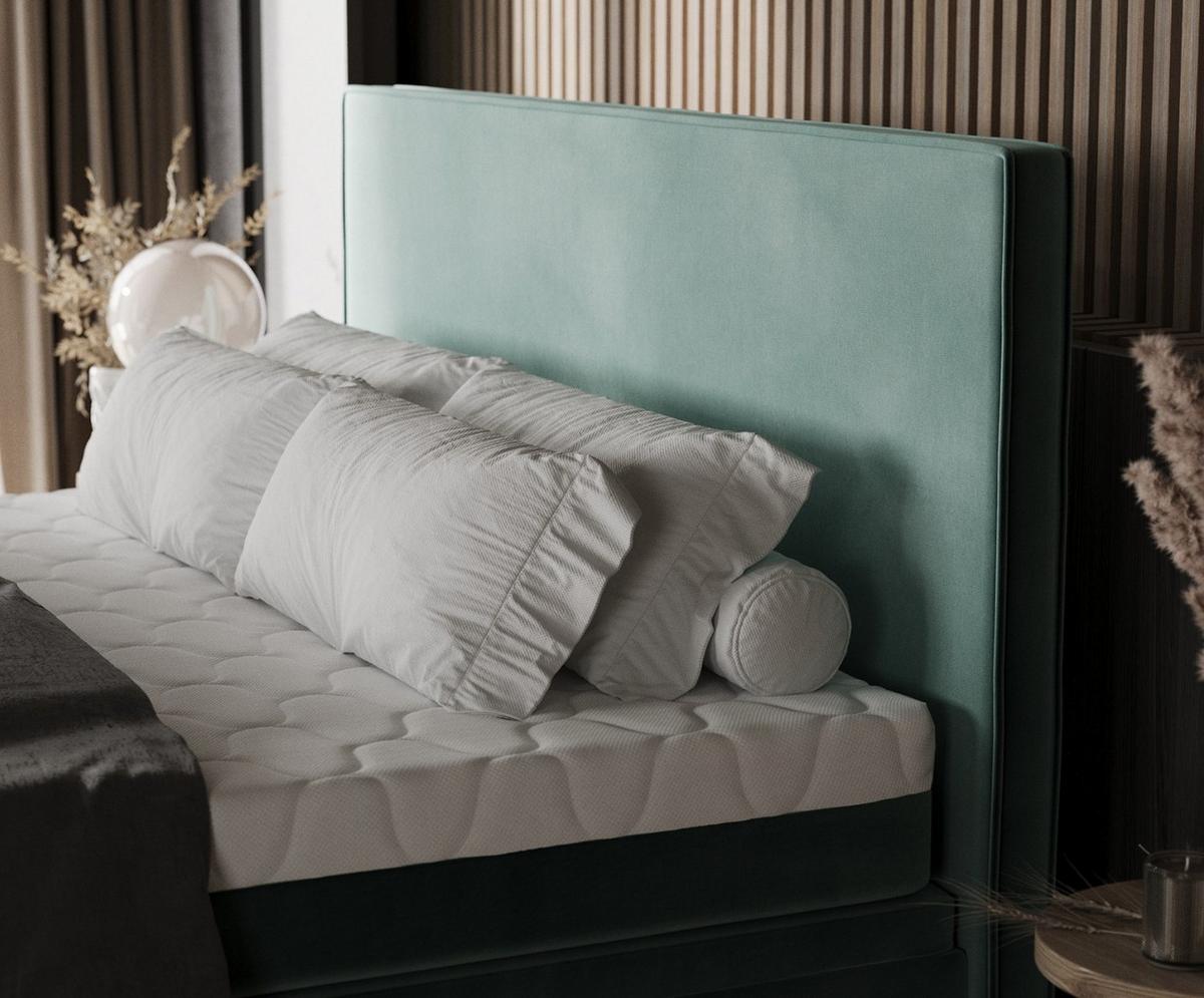 BOXBETT Zalla 160/200 cm Türkis im Kronos Stoff - Türkis/Schwarz, Holz/Holzwerkstoff (160/200cm) - AltaBeds