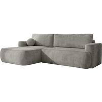 ECKSOFA Marion mit Schlaffunktion & Bettkasten in Chenille Grau, Links 267/154/83 cm - Schwarz/Grau, Kunststoff/Textil (267/154cm) - WFL GROUP