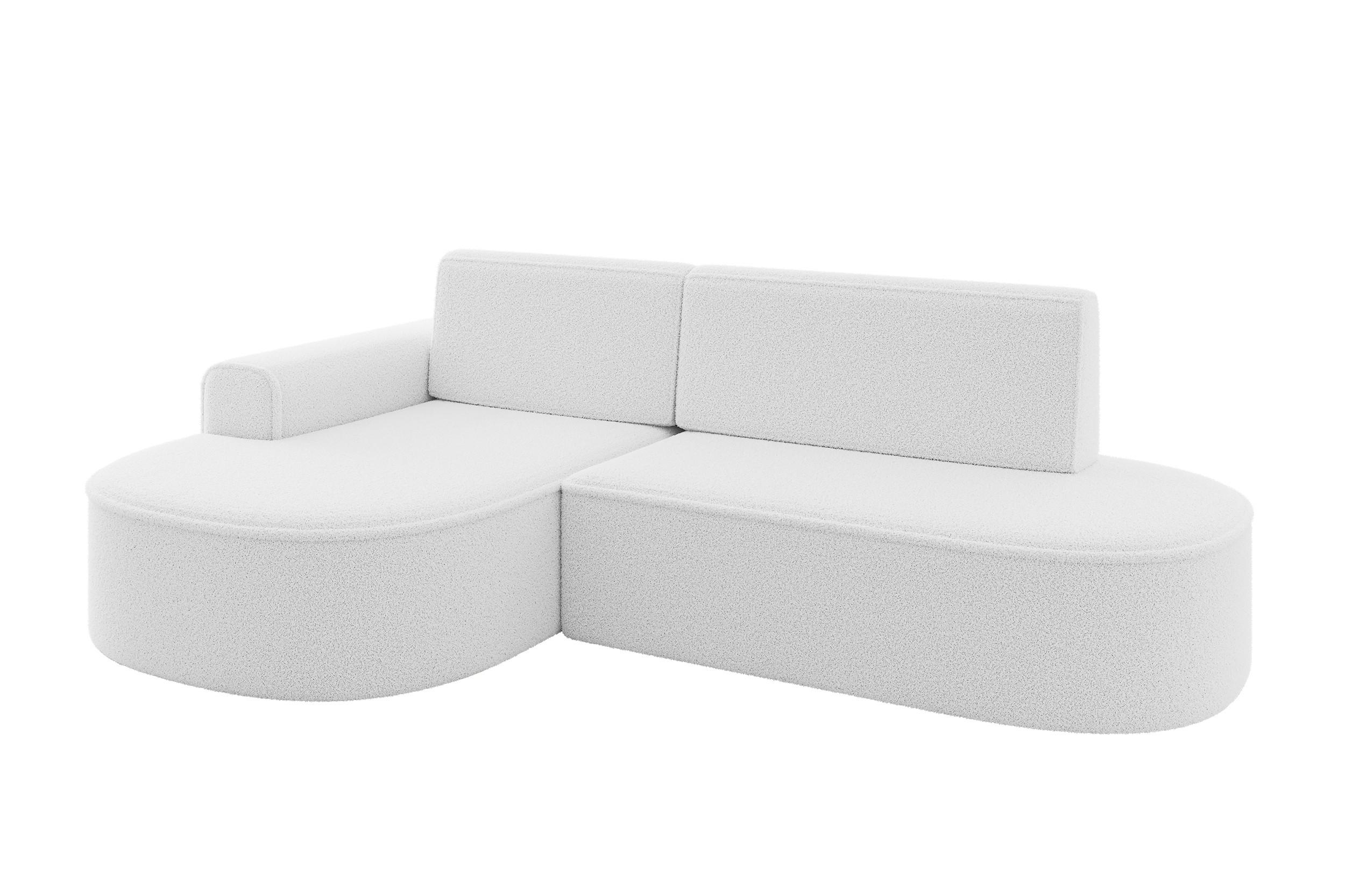 ECKSOFA mit Schlaffunktion und Bettkasten Ottomane Links MARI-L1-S - 283x167x73 cm Weiß Bouclé - Schwarz/Weiß, Holzwerkstoff/Kunststoff (283/167cm) - ALTDECOR