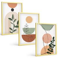 BILDER SET 3er Set - 40x60 cm Goldrahmen - Abstrakte Pflanzenformen - Goldfarben, Kunststoff (40/60cm) - TULUP