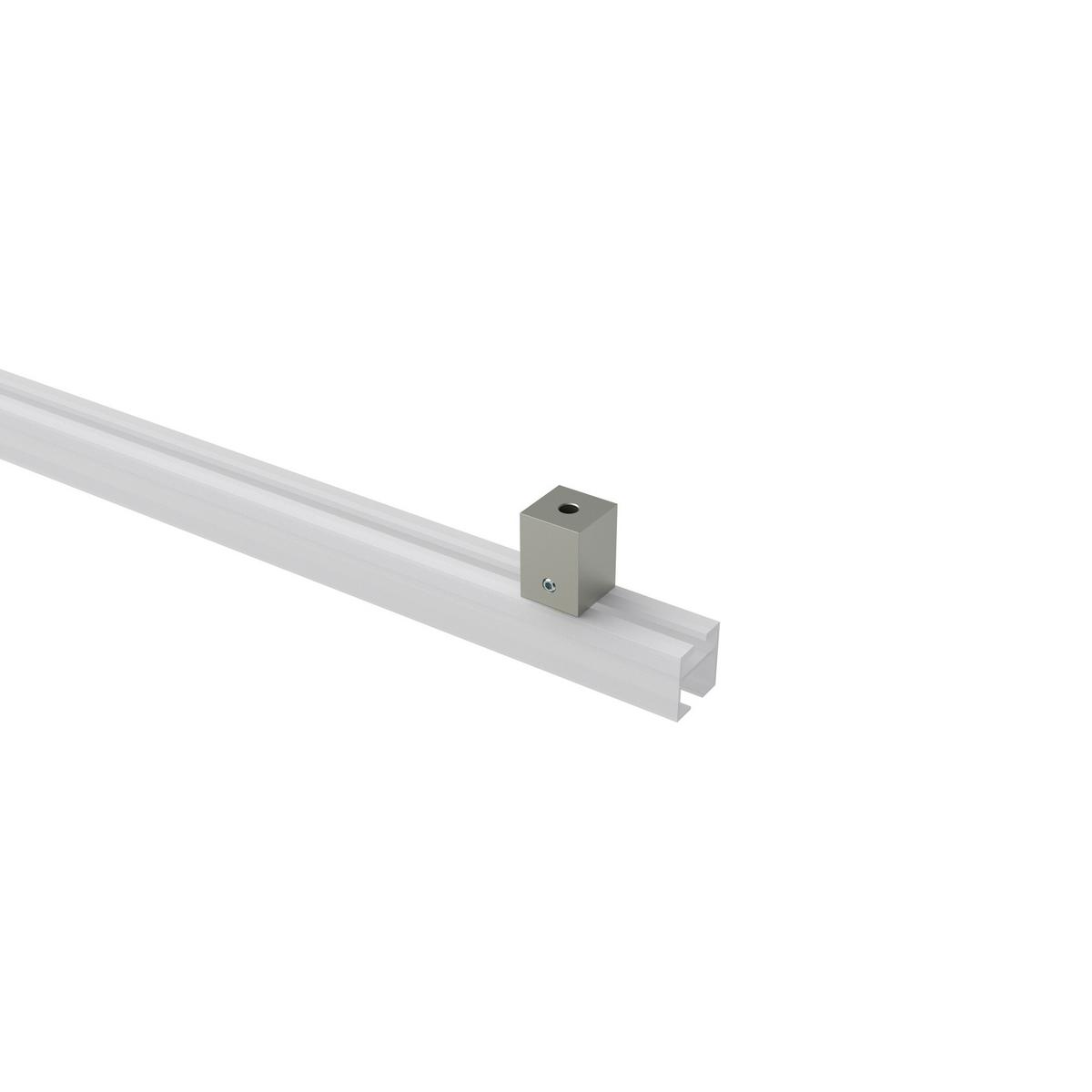 DECKENTRÄGER FÜR GARDINENSTANGEN INNENLAUF 20x20 mm, Quadline (Würfel) 1-läufig, Satin-Silber - Silberfarben, Metall (1.8/2.7/1.8cm) - INTERDECO